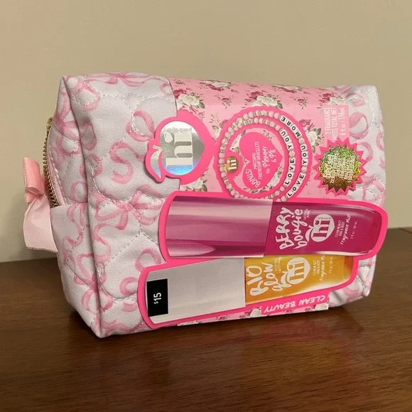 Pink Bow Cosmetics Bag Gift Set by Hi Peach Layne, NWT - Picture 6 of 9